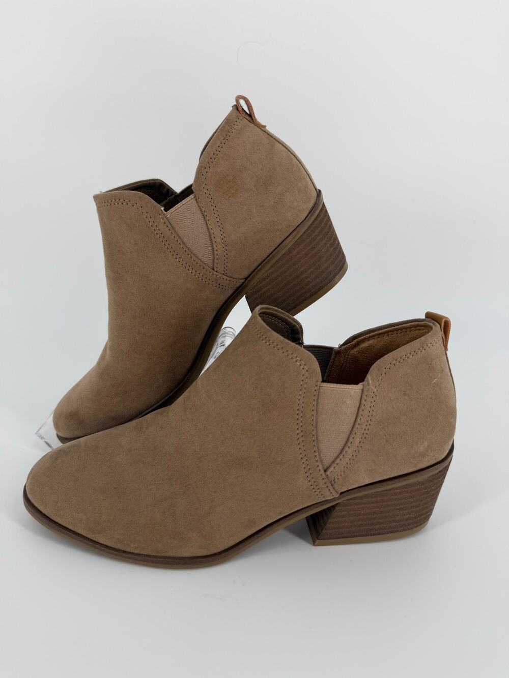 Dr Scholls Womens 9M Taupe Faux Suede Chelsea Ankle Boots Block Heel Booties